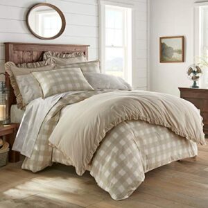 stone cottage - queen comforter set, cotton bedding with matching shams, all season home decor (braxton beige, queen)