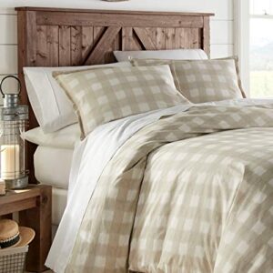 Stone Cottage - Queen Comforter Set, Cotton Bedding with Matching Shams, All Season Home Decor (Braxton Beige, Queen)