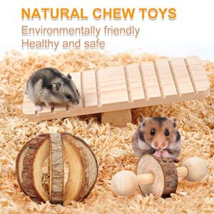 AsiFancy Hamster Chew Toys, Guinea Pig Rat Gerbil Chew Toys Accessories, Natural Wooden Watermelon Balls Bell Roller Teeth Care Molar Toy for Chinchilla Bird Bunny (1)