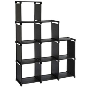 topnew 9 cube storage shelves diy closet organizers and storage black cube bookcase in living room, bedroom, kid’s room for books, clothes, toys, shoes and daily necessities
