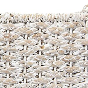 Creative Co-Op Woven Bankuan Rope Stair Basket with Handles, Whitewash Finish