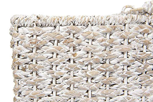 Creative Co-Op Woven Bankuan Rope Stair Basket with Handles, Whitewash Finish