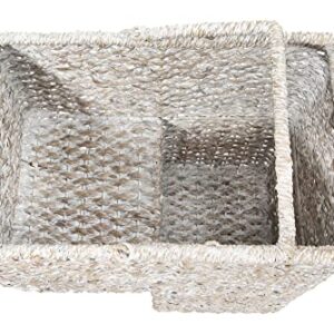 Creative Co-Op Woven Bankuan Rope Stair Basket with Handles, Whitewash Finish