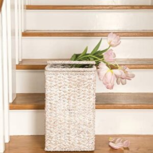 Creative Co-Op Woven Bankuan Rope Stair Basket with Handles, Whitewash Finish