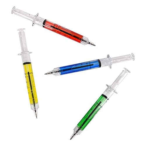 Rhode Island Novelty 5" Syringe Shot Design Pens, Assorted Colors, Lot of 24