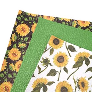 David Angie Sunflowers Printed Faux Leather Sheet PU Grain Textured Synthetic Leather Sheet Assorted 6 Pcs 7.7" x 12.9" (20 cm x 33 cm) for Earrings Headbands Making (Sunflower)