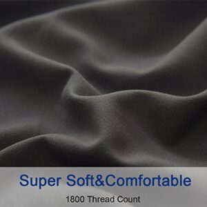 SONORO KATE Bed Sheet Set Super Soft Microfiber 1800 Thread Count Luxury Egyptian Sheets Fit 18-24 Inch Deep Pocket Mattress Wrinkle-4 Piece (Dark Grey, Queen)