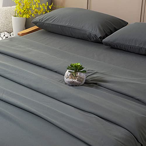 SONORO KATE Bed Sheet Set Super Soft Microfiber 1800 Thread Count Luxury Egyptian Sheets Fit 18-24 Inch Deep Pocket Mattress Wrinkle-4 Piece (Dark Grey, Queen)