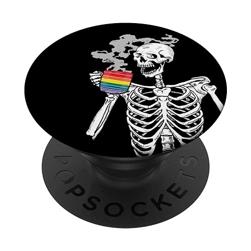 Black Like my soul skeleton drink coffee or die Pride LGBT PopSockets PopGrip: Swappable Grip for Phones & Tablets PopSockets Standard PopGrip