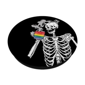 Black Like my soul skeleton drink coffee or die Pride LGBT PopSockets PopGrip: Swappable Grip for Phones & Tablets PopSockets Standard PopGrip
