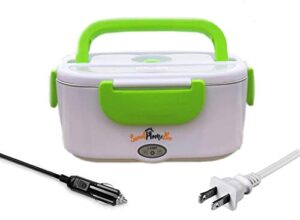 sweet home bee 2 in 1, electric lunch box –fast heating, car, truck, home use, portable food warmer heater with food grade removable stainless steel container and fork
