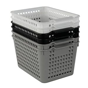 utiao plastic basket organizer, 6 packs (black, grey,white)