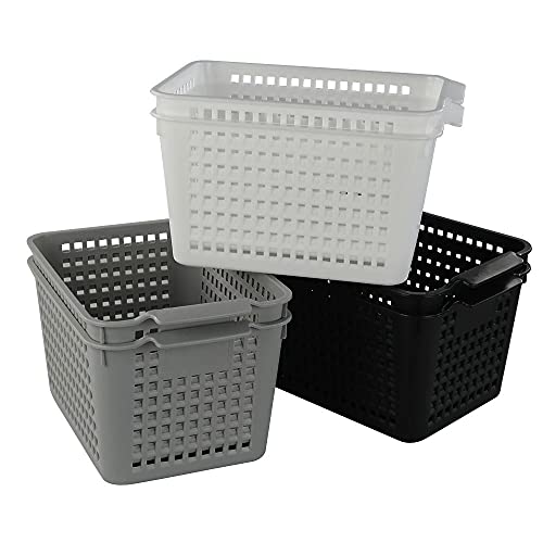 Utiao Plastic Basket Organizer, 6 Packs (Black, Grey,White)