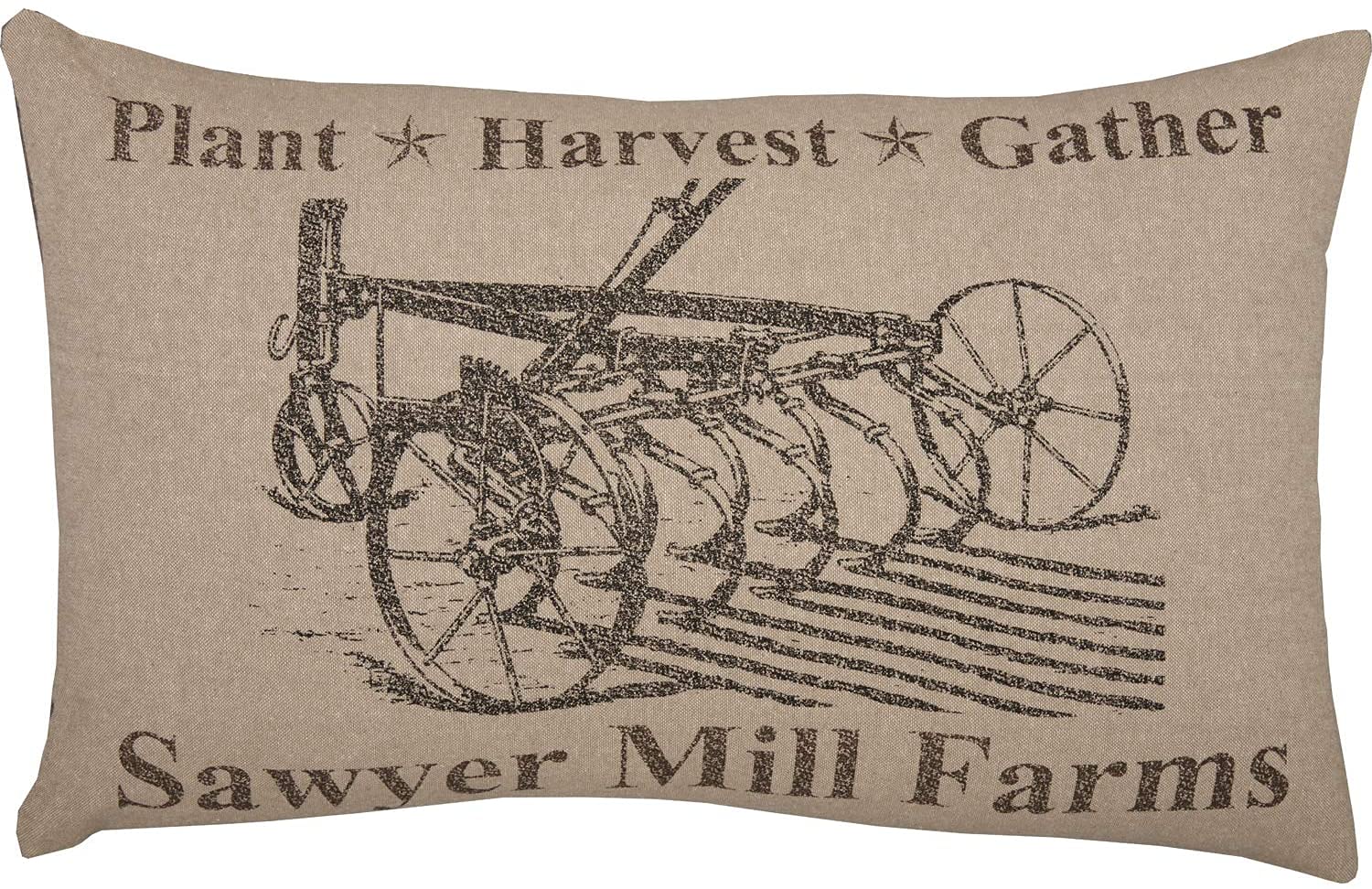 VHC Brands Sawyer Mill Charcoal Pillow, 14x22, Plow