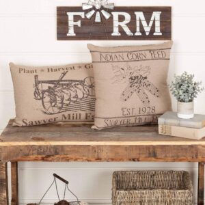 VHC Brands Sawyer Mill Charcoal Pillow, 14x22, Plow