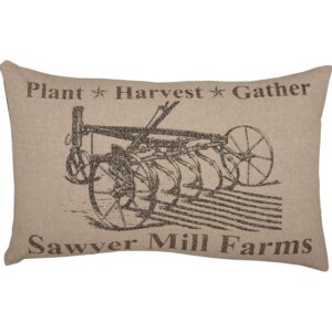 VHC Brands Sawyer Mill Charcoal Pillow, 14x22, Plow