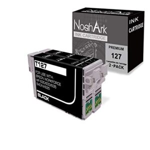 noahark 2 packs t127 remanufacture ink cartridge replacement for epson 127 t127 use for workforce 545 845 645 wf-3540 wf-3520 wf-7010 wf-7510 wf-7520 nx530 nx625 (2 black)