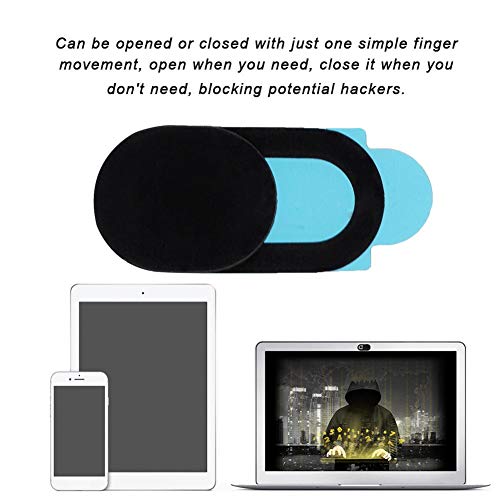 ASHATA ABS T3 Webcam Cover 0.8mm Thin Web Camera Cover Privacy Securtiy Protection for Laptops Smartphones (Black)(6pcs)