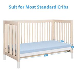 Dourxi Crib Mattress, Dual Sided Comfort Memory Foam Toddler Bed Mattress, Triple-Layer Breathable Premium Baby Mattress for Infant and Toddler w/Removable Outer Cover - White&Blue