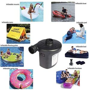 Electric Air Pump, Air Mattress Pump with 3in1 Nozzle Adapter, Quick-Fill Air Pump for Inflatable Air Bed Pool Raft Bed Boat 110V AC/12V Car Charge