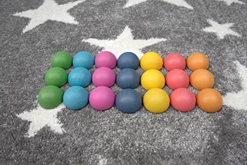 TickiT Rainbow Wooden Semispheres - Set of 21 - Loose Parts Wooden Toy for Babies and Toddlers 10m+ - Inspire Curiosity and Open-Ended Play