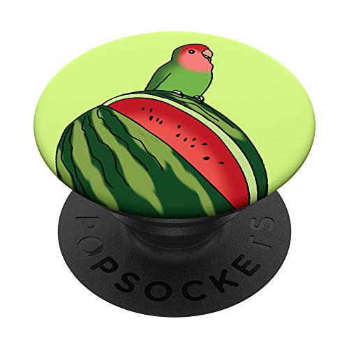 Lovebird Watermelon Fruit Doodle | Birb Memes Funny Parrot PopSockets PopGrip: Swappable Grip for Phones & Tablets