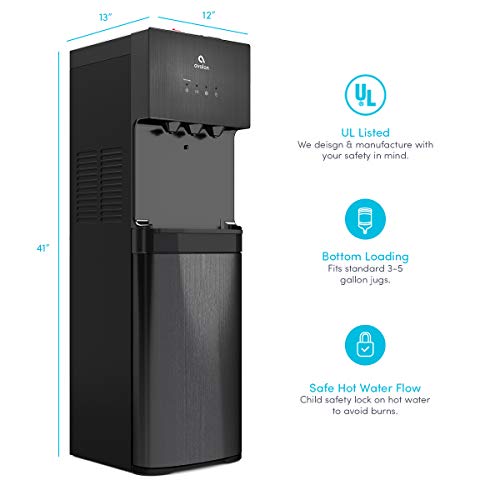 Avalon A3BLK Self Cleaning Bottom Loading Water Cooler Dispenser, 3 Temperature-UL/Energy Star Approved-Black Stainless Steel, 5 Gallons