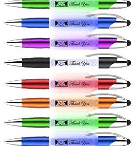 Christmas Thank You Greeting Stylus Pens-Pen Lights up a Thank You Message- 3 in 1 Stylus for Phones and Touch Screen Devices+ Ballpoint Pen Barrel Filled with Crystals, Multicolor 12 Pack