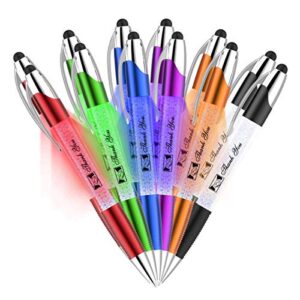 Christmas Thank You Greeting Stylus Pens-Pen Lights up a Thank You Message- 3 in 1 Stylus for Phones and Touch Screen Devices+ Ballpoint Pen Barrel Filled with Crystals, Multicolor 12 Pack