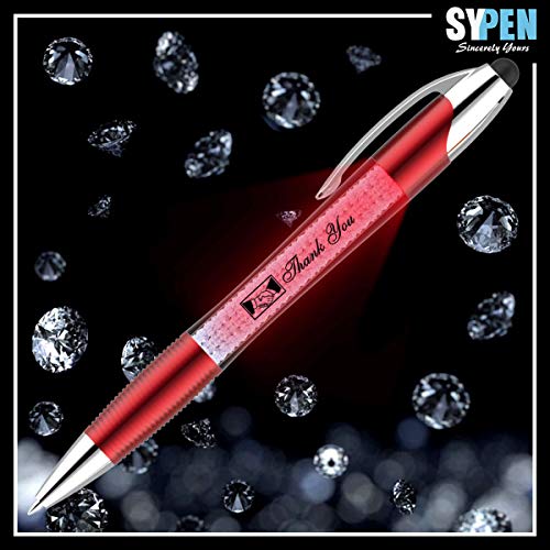 Christmas Thank You Greeting Stylus Pens-Pen Lights up a Thank You Message- 3 in 1 Stylus for Phones and Touch Screen Devices+ Ballpoint Pen Barrel Filled with Crystals, Multicolor 12 Pack