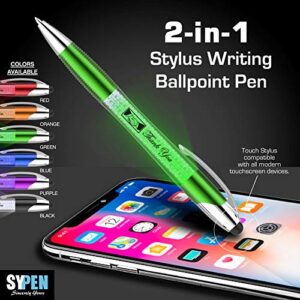 Christmas Thank You Greeting Stylus Pens-Pen Lights up a Thank You Message- 3 in 1 Stylus for Phones and Touch Screen Devices+ Ballpoint Pen Barrel Filled with Crystals, Multicolor 12 Pack