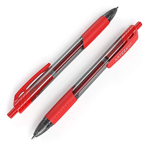 ARTEZA Red Gel Pens, Pack of 24, 0.7mm Medium Point, Quick Drying Ink for Smooth Writing, Perfect for College School Supplies, Office Tasks, and Note Taking