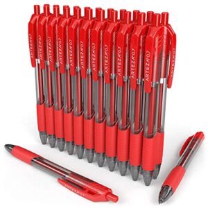 ARTEZA Red Gel Pens, Pack of 24, 0.7mm Medium Point, Quick Drying Ink for Smooth Writing, Perfect for College School Supplies, Office Tasks, and Note Taking