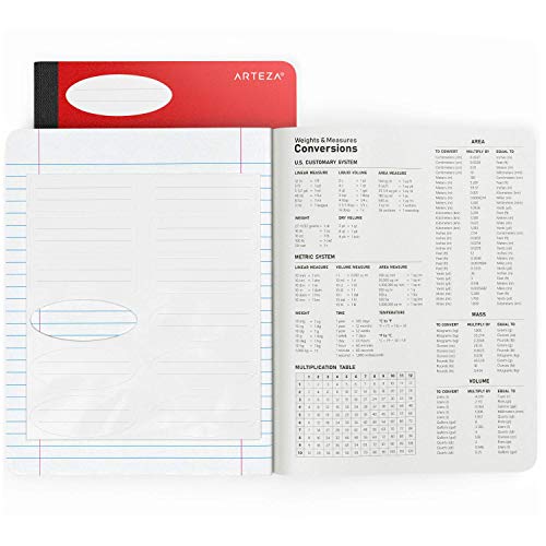 Arteza Composition Books, Wide Ruled, 100 Sheets, Pack of 8 in 4 Colors, 9.75x7.5-inch, Double Sided for Students, College Classes, Schoolwork, Studying, and Notes