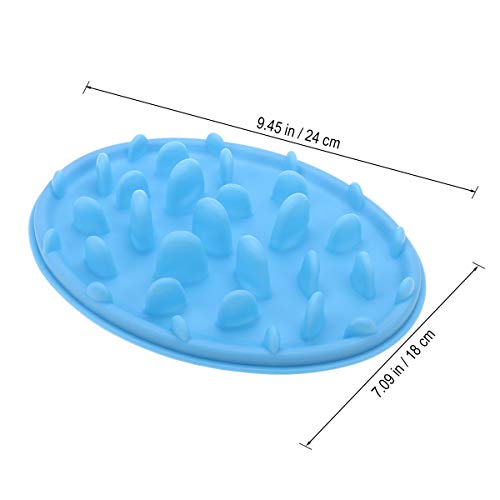 POPETPOP Pet Dog Cat Anti-Choke Slow Feeder Bowl - Anti Gulping Feeder Non-Slip Pet Food Water Dish - Healthy Eating Diet for Cat Dog No Gulp Bloat - Size S(Blue)