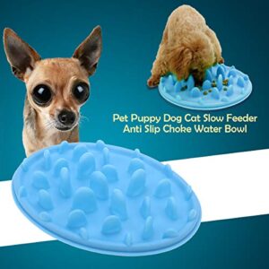 POPETPOP Pet Dog Cat Anti-Choke Slow Feeder Bowl - Anti Gulping Feeder Non-Slip Pet Food Water Dish - Healthy Eating Diet for Cat Dog No Gulp Bloat - Size S(Blue)