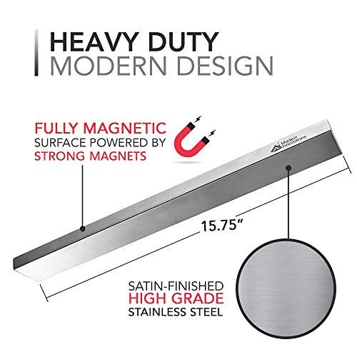 Modern Innovations 16 Inch Magnetic Knife Holder for Refrigerator, Magnetic Knife Holders for Fridge or Kitchen Wall No Drilling, Magnet Strips for Knives & Metal Utensils, Tool Rack, Stainless Steel