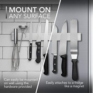 Modern Innovations 16 Inch Magnetic Knife Holder for Refrigerator, Magnetic Knife Holders for Fridge or Kitchen Wall No Drilling, Magnet Strips for Knives & Metal Utensils, Tool Rack, Stainless Steel