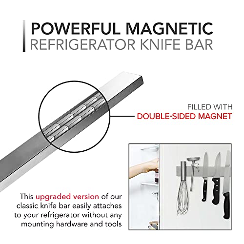 Modern Innovations 16 Inch Magnetic Knife Holder for Refrigerator, Magnetic Knife Holders for Fridge or Kitchen Wall No Drilling, Magnet Strips for Knives & Metal Utensils, Tool Rack, Stainless Steel