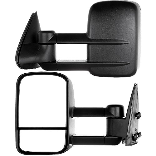 Aintier Tow Mirrors Fit for 1999-2007 for Chevy/for GMC Silverado/Sierra 1500 2500HD 3500HD Towing Mirrors With Left Side and Right Side Manual Adjusted No Heated No Turn Signal Light Black Housing