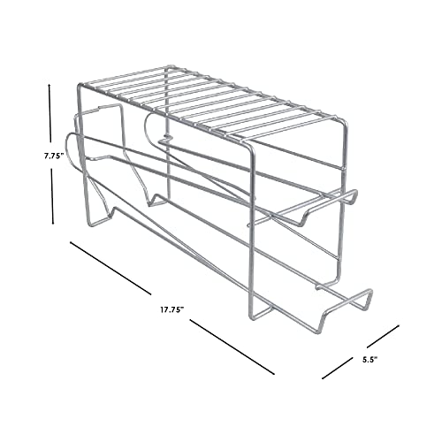 Home Basics Steel Can Dispenser, (Silver) 12 Can Soda Organizer For Refrigerator And Pantry | 2 Tier Can Holder