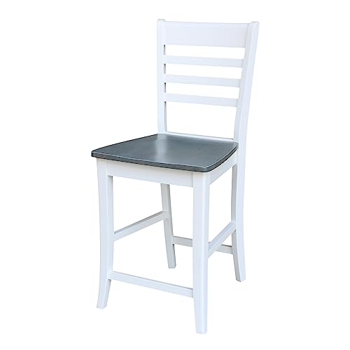 International Concepts Roma Counter Stool-24 Seat Height, White/Heather gray