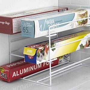 Home Basics 3 Tier Heavy Duty Kitchen Countertop or Cabinet Wrap Organizer for Food Wrap, Foil, Wax Parchment Paper, Plastic Bags (WHITE, 2)