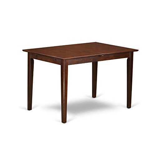 East West Furniture PSBO5-MAH-W 5Pc Dinette Set Includes a Rectangle 48/60 Inch Dinner Table with Butterfly Leaf and 4 Wood Seat Kitchen Chairs, Mahogany Finish