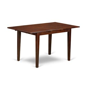 East West Furniture PSBO5-MAH-W 5Pc Dinette Set Includes a Rectangle 48/60 Inch Dinner Table with Butterfly Leaf and 4 Wood Seat Kitchen Chairs, Mahogany Finish