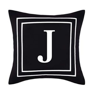 yastouay pillow covers english alphabet j throw pillow cover black throw pillow case modern cushion cover for sofa bedroom chair couch car (black, 18 x 18 inch)