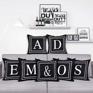 Yastouay Pillow Covers English Alphabet J Throw Pillow Cover Black Throw Pillow Case Modern Cushion Cover for Sofa Bedroom Chair Couch Car (Black, 18 x 18 Inch)