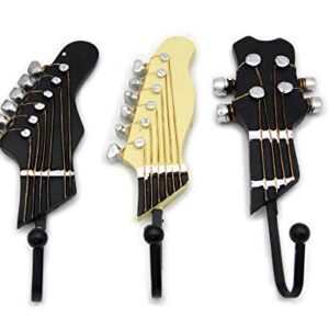 Goldblue Guitar Shaped Decorative Hooks Rack Hangers for Hanging Clothes Coats Towels Keys Hats Metal Resin Hooks Wall Mounted Heavy Duty