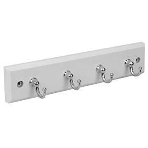 home basics 4 hook wall mounted key holder rack for entryway, kitchen, bedroom – organize car keys, house keys, small accessories and jewelry (white)