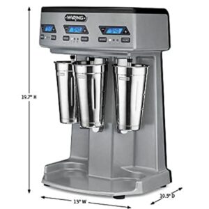 Waring Commercial WDM360TX Heavy-Duty Triple Spindle Drink Mixer, Each Spindle Has Independent 1hp Motor, with Countdown Timer, Digital Display, Automatic Start/Stop, 120V, 5-15 Phase Plug,Silver